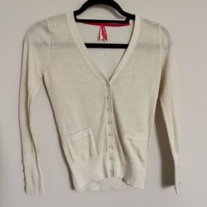 Ruby & Bloom Ivory Shimmer Cardigan Sweater Size M 10/12